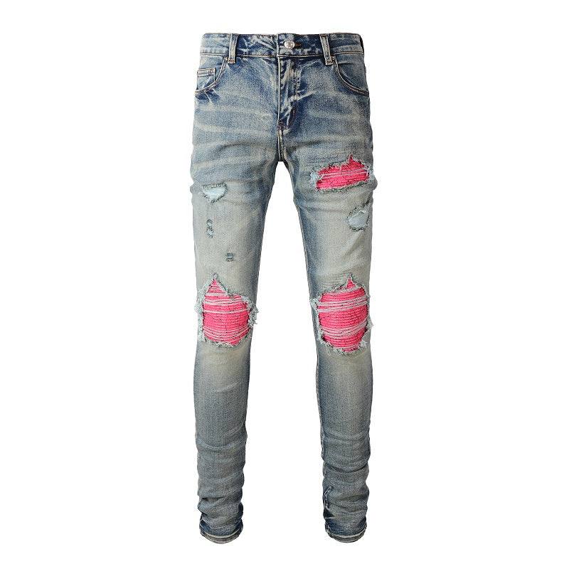 Amiri Rose Patch Blue Jeans