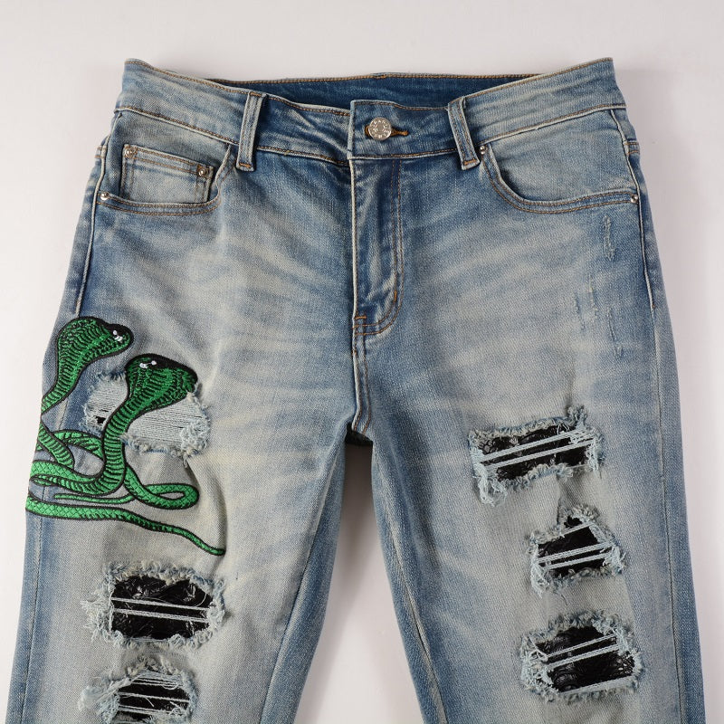Amiri Snake Blue Jeans