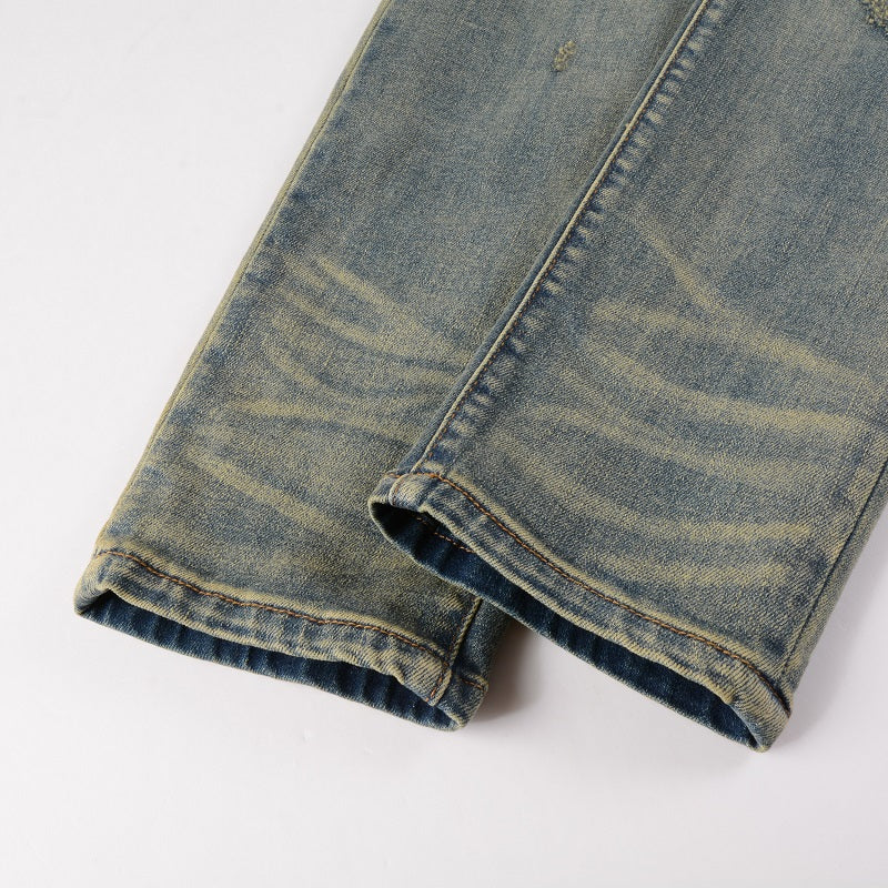 Amiri Patch Effect Blue Jeans
