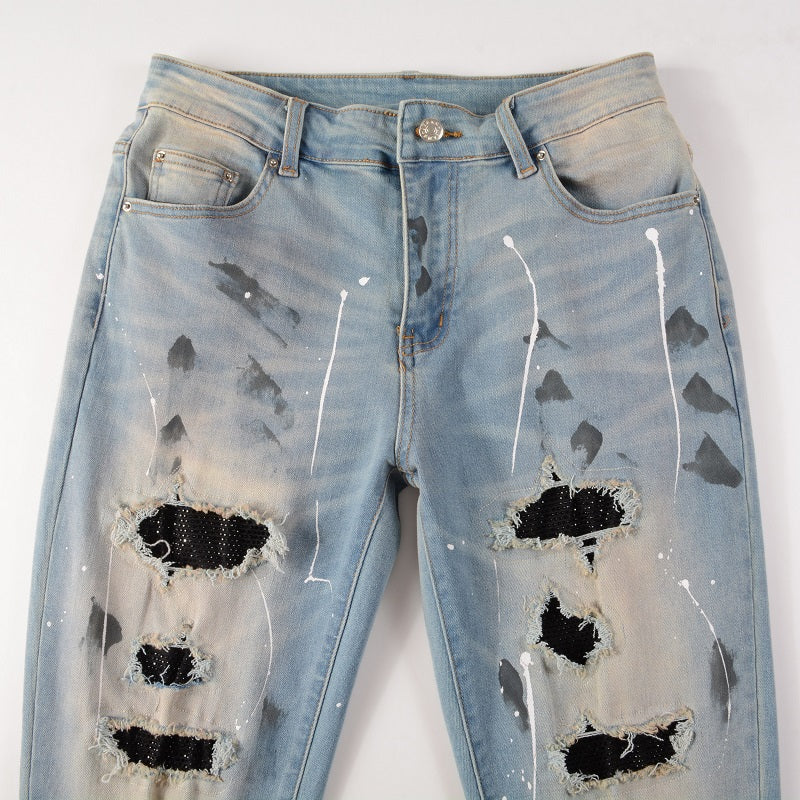 Amiri Diamonds Blue Jeans