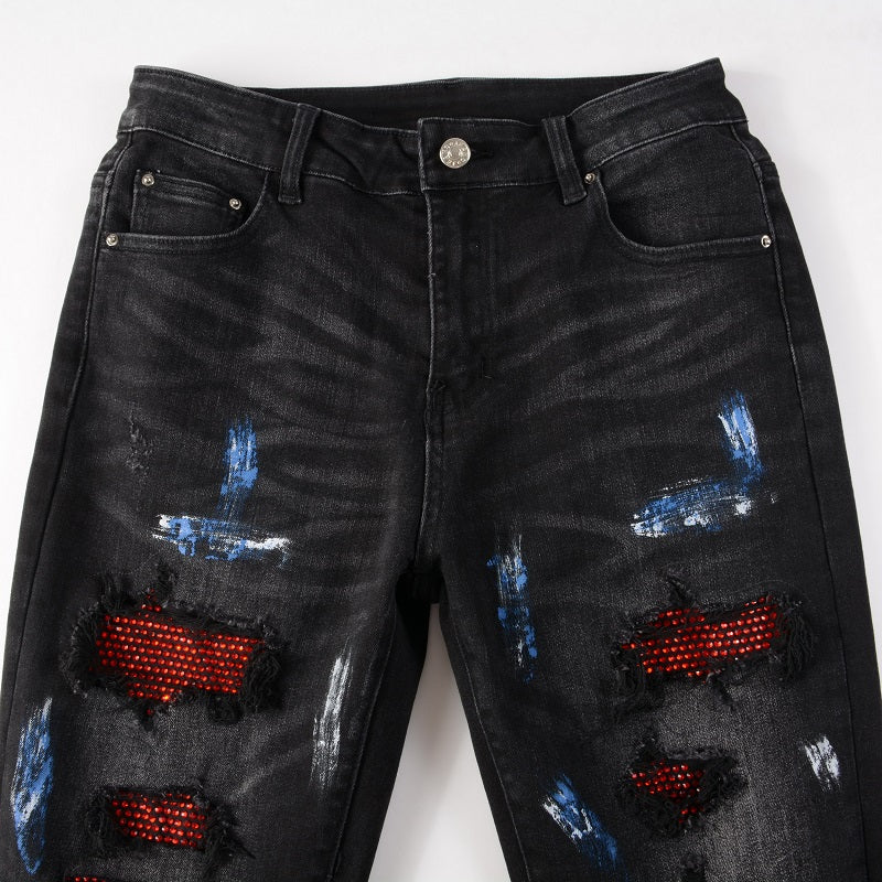 Amiri Paint Diamonds Black Jeans