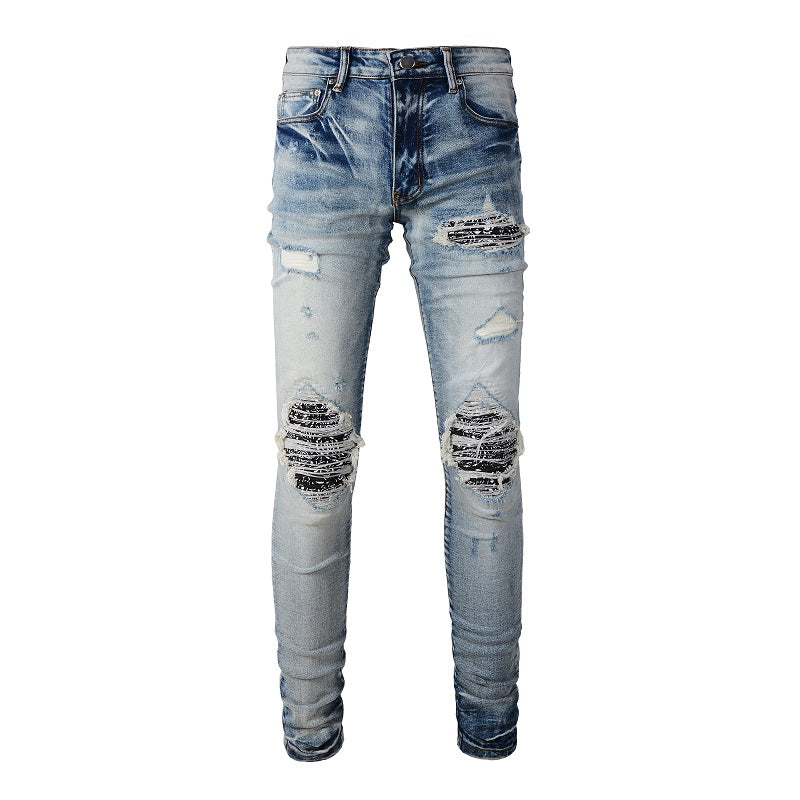 Amiri Zebra Bandana Blue Jeans