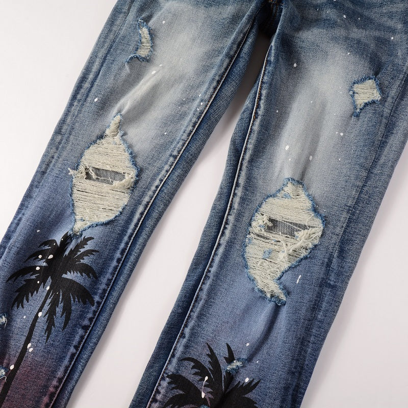 Amiri Palm Blue Jeans