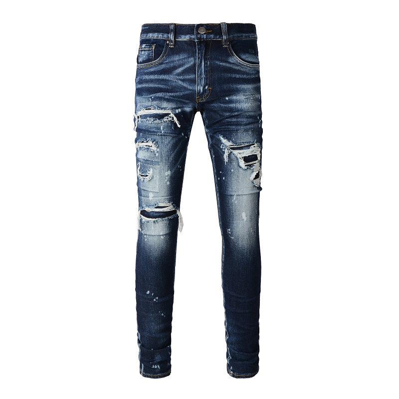 Amiri Paint Drip Blue Jeans