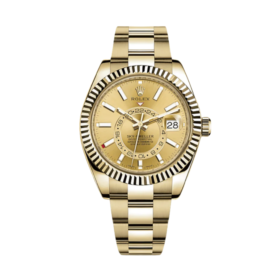 ROLEX SKY-DWELLER YELLOW GOLD CHAMPAGNE DIAL 42MM