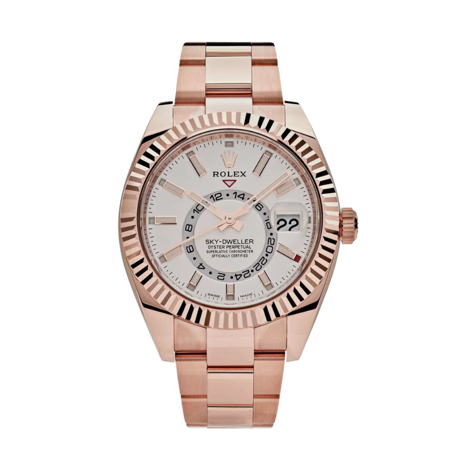 ROLEX SKY-DWELLER ROSE GOLD WHITE DIAL 42MM
