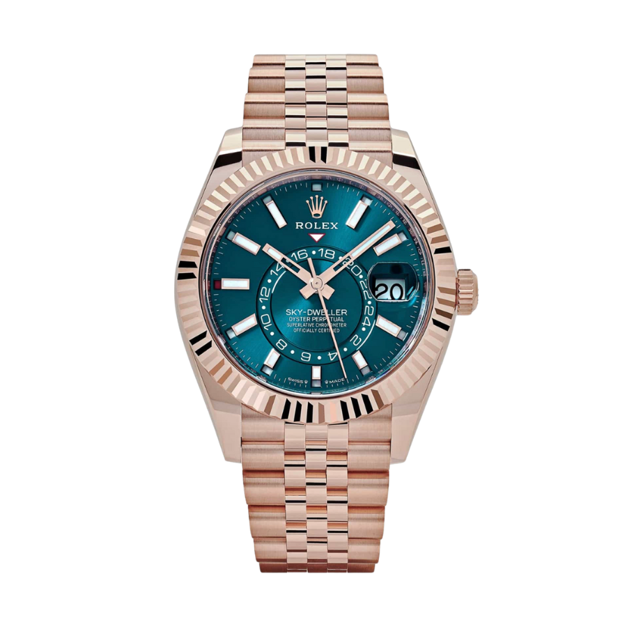 ROLEX SKY-DWELLER GOLD BLUE DIAL JUBILEE 42MM