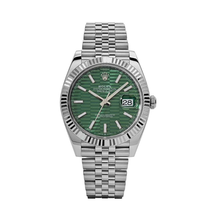 ROLEX DATE JUST FLUTED MOTIF GREEN DIAL 41MM