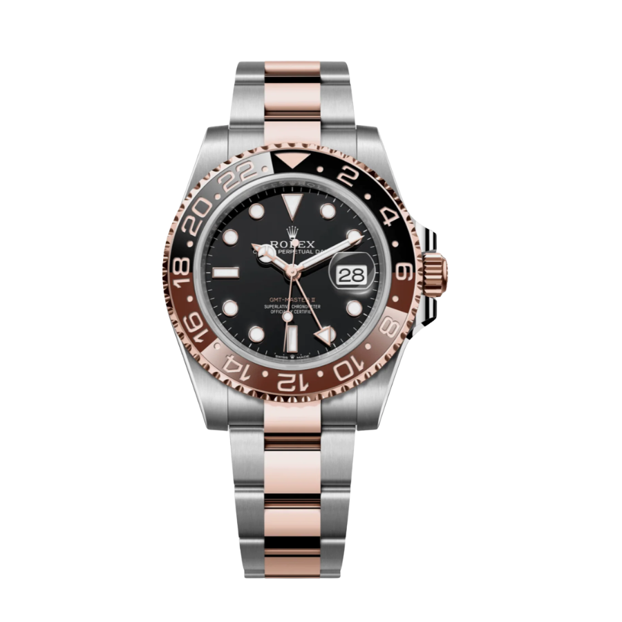 ROLEX GMT- MASTER II ROSE GOLD STAINLESS BLACK DIAL 40MM
