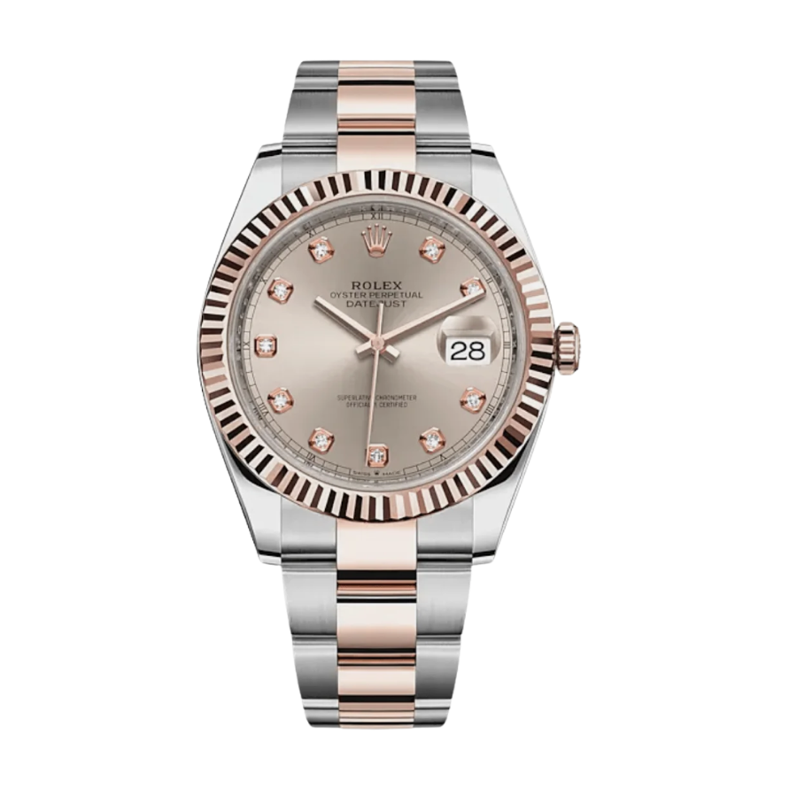 ROLEX DATE JUST ROSE GOLD SUNDUST DIAMOND DIAL 41MM