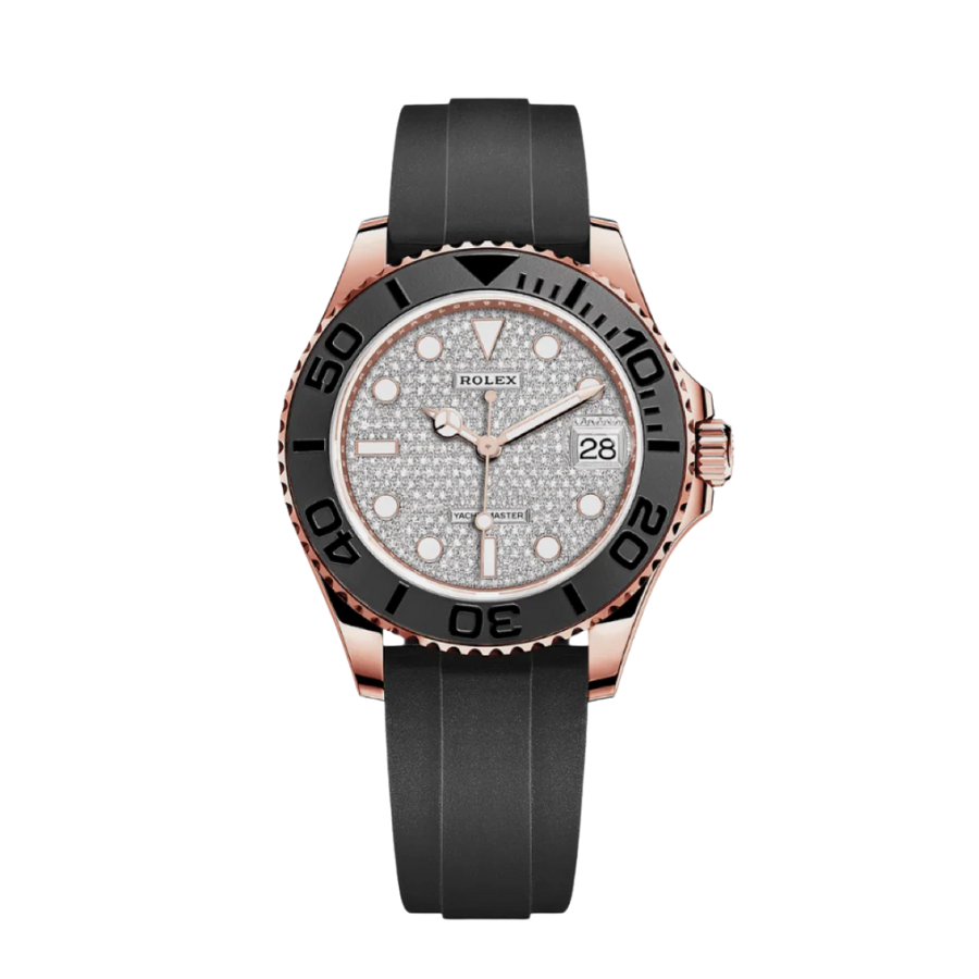 ROLEX YACHT- MASTER ROSE GOLD PAVE DIAMOND DIAL 37MM