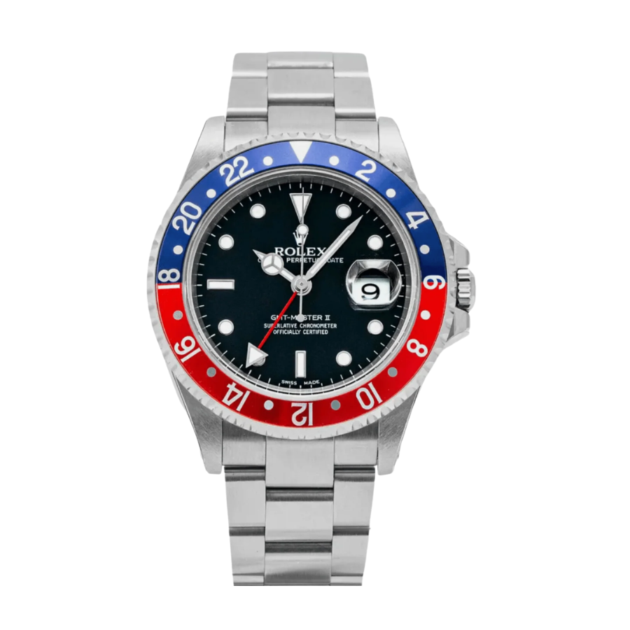 ROLEX GMT- MASTER II PEPSI STAINLESS STEEL BLACK DIAL 40MM