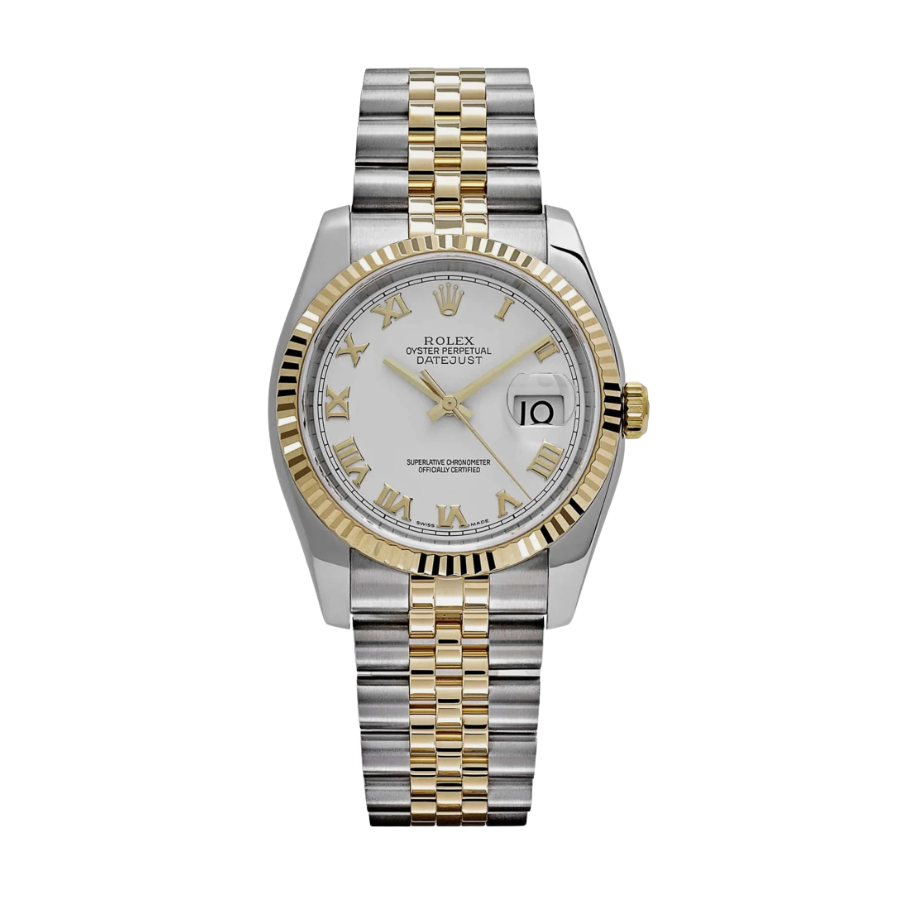 ROLEX DATE JUST YELLOW GOLD WHITE ROMAN DIAL 41MM