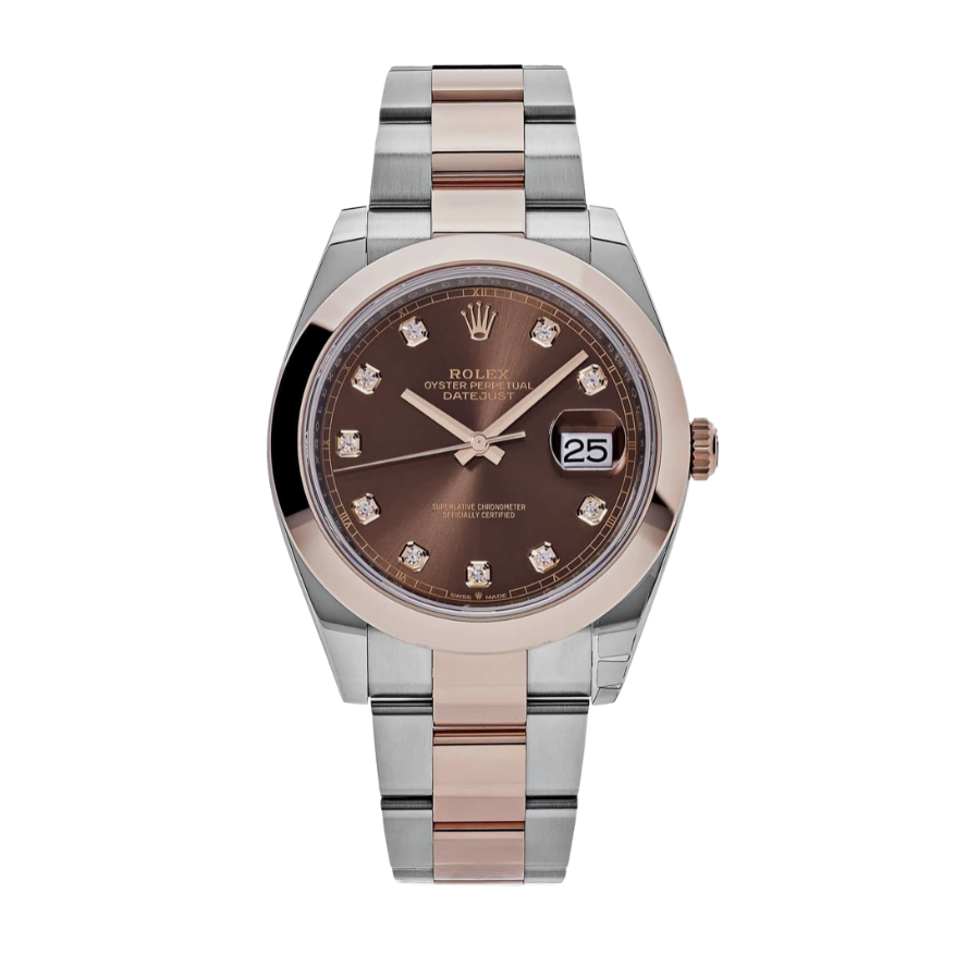 ROLEX DATE JUST ROSE GOLD CHOCOLATE DIAMOND DIAL 41MM