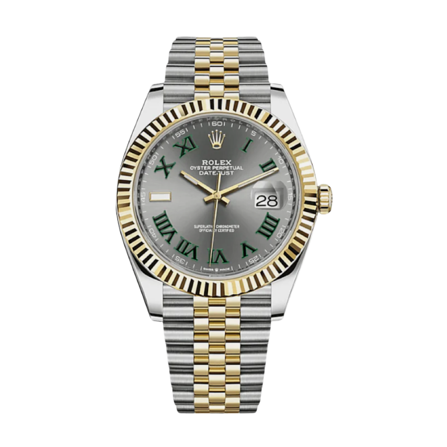 ROLEX DATE JUST WIMBLENDON YELLOW GOLD SLATE DIAL 41MM