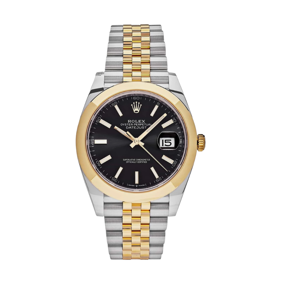 ROLEX DATE JUST YELLOW GOLD BLACK DIAL 41MM