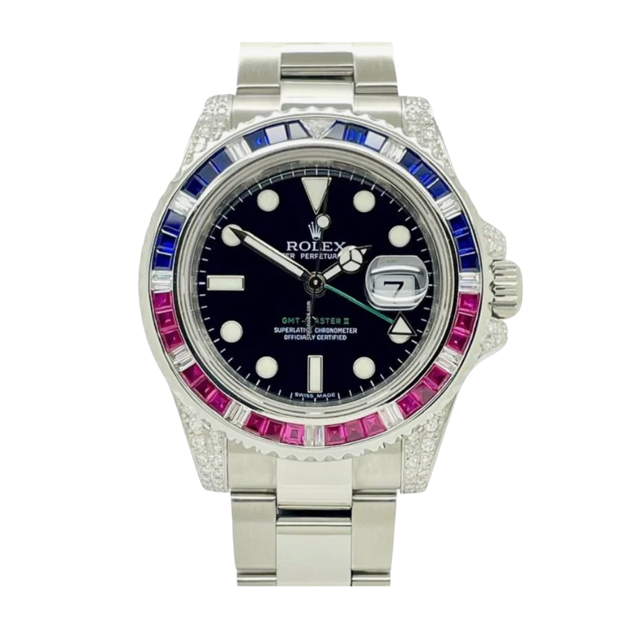 ROLEX GMT-MASTER II CUSTOM BLACK DIAMOND SET DIAL 40MM